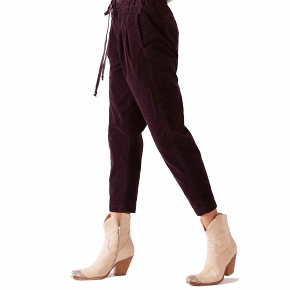 Free People | Margate Corduroy Paper Bag Pants Size S - Missing Drawstring - Picture 1 of 14